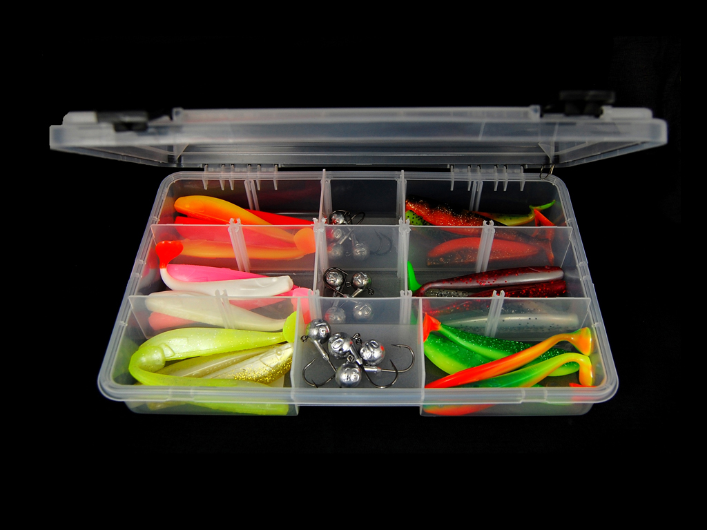 Quantum - Q Paddler Köderbox 10 cm trübes Wasser  incl. Jigköpfe - Komplettbox