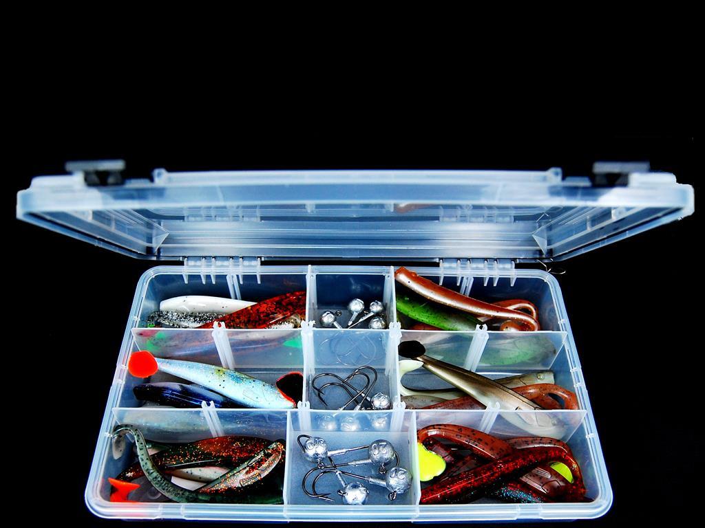 Quantum - Q Paddler Köderbox 12 cm klares Wasser  incl. Jigköpfe - Komplettbox