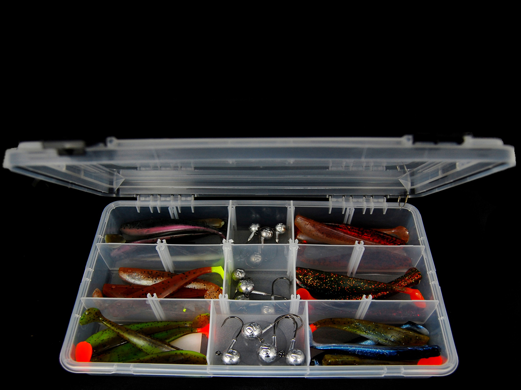 Quantum - Q Paddler Köderbox 10 cm klares Wasser  incl. Jigköpfe - Komplettbox