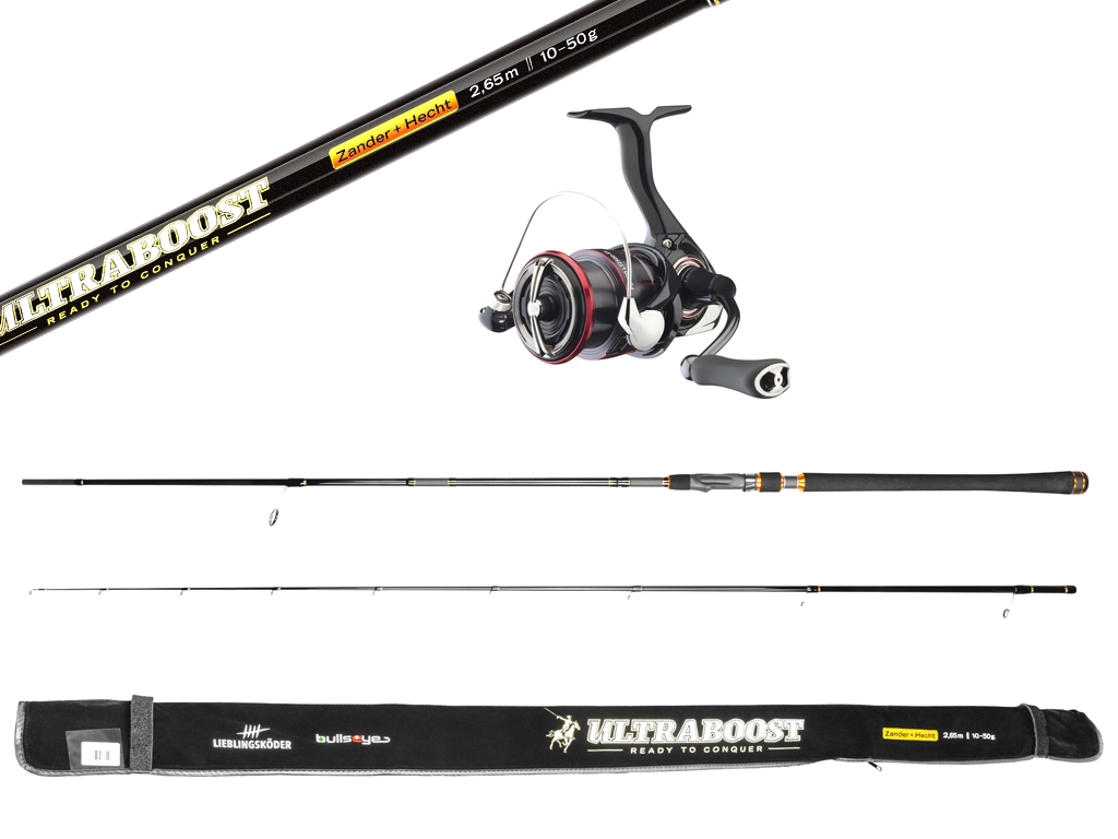 Angelset Zander/Hecht - Ultraboost Zander/Hecht Rute + Rolle Daiwa Fuego LT 4000 CP