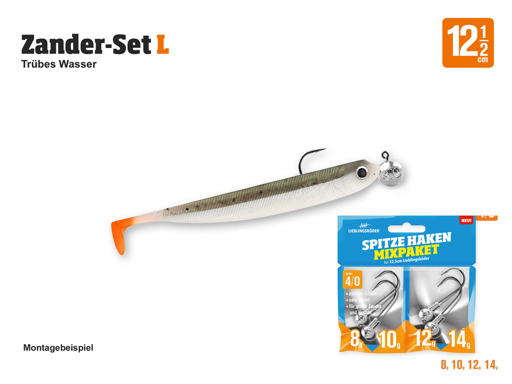 Lieblingsköder Zander Komplettset 12,5 cm Zander-Set L - Trübes Wasser