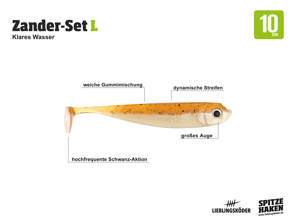 Lieblingsköder Zander Komplettset 10 cm Zander-Set L- Klares Wasser