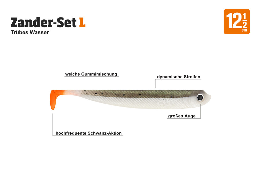 Lieblingsköder Zander Komplettset 12,5 cm Zander-Set L - Trübes Wasser