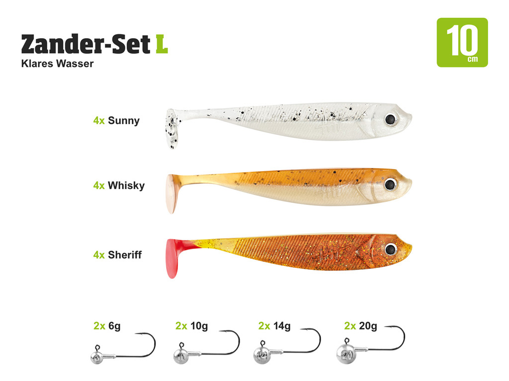 Lieblingsköder Zander Komplettset 10 cm - L - klares und trübes Wasser