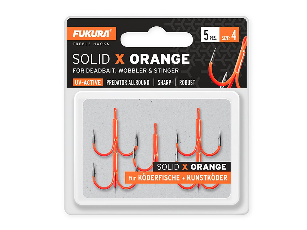 Fukura Solid X Drillinge - Lieblingsköder Fukura Solid X Orange Gr. 4
