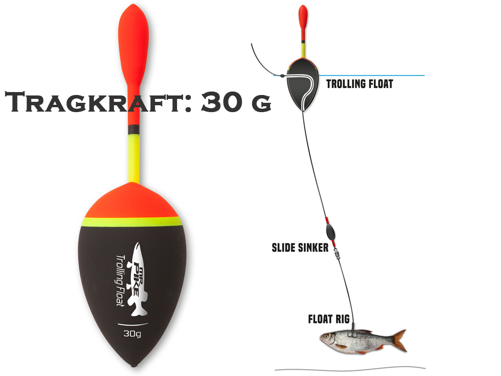 Mr. Pike Trolling Float 125mm schwarz Tragkraft 30 g
