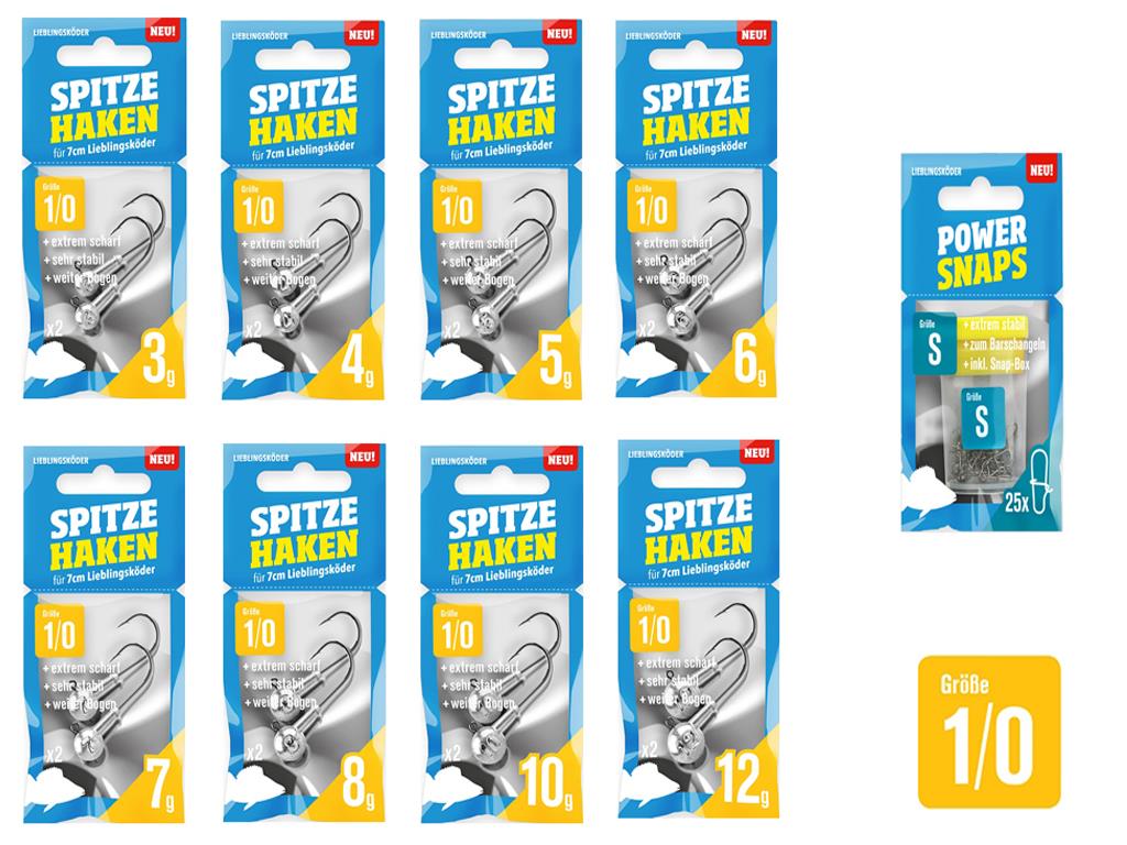 Lieblingsköder Jigkopf-Set 1/0  - 16 Jigköpfe + 25 Snaps