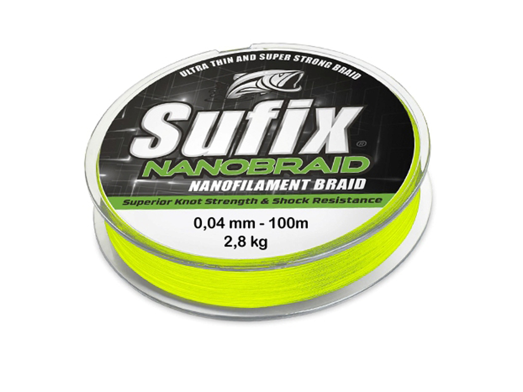 SUFIX Nano Braid - 100 m Spule - Neon Chartreuse  0,04 mm/ 2,8 Kg/100m