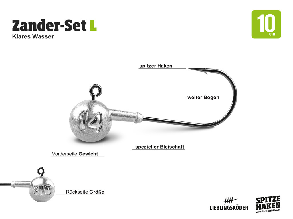 Lieblingsköder Zander Komplettset 10 cm Zander-Set L- Klares Wasser