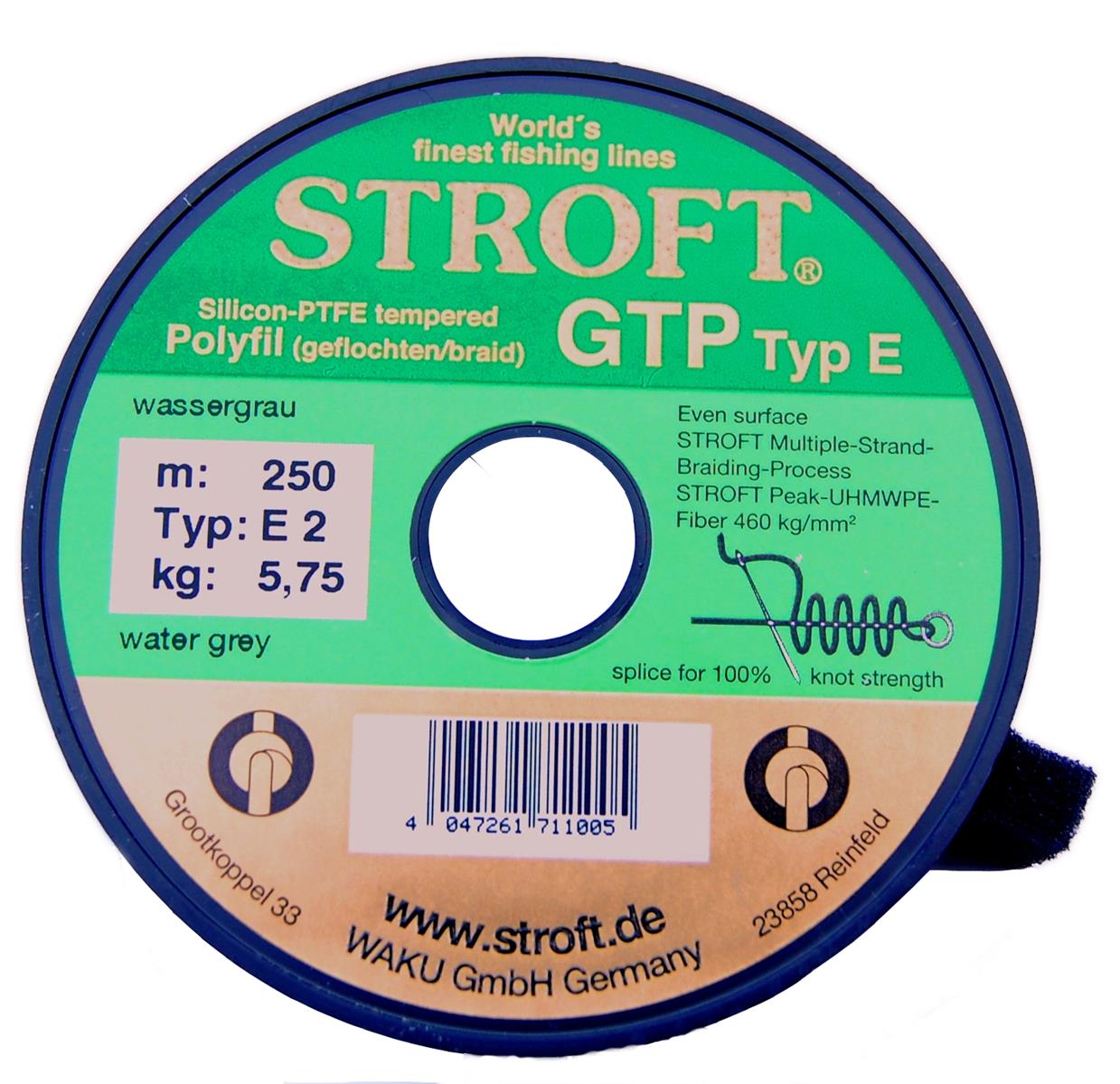 Stroft GTP Typ E - 250 m Spule - geflochtene Schnur E 2 - Tragkraft 5,75 Kg - 0,18 mm