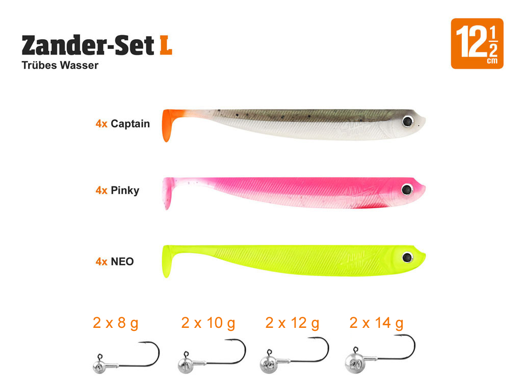 Lieblingsköder Zander Komplettset 12,5 cm Zander-Set L - Trübes Wasser